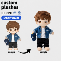 Figurine Anime OEM Personnalisée, Poupée en Peluche avec Veste en Jean, Cheveux Bruns, Bonnet, Peluche Super Douce, Dessin Animé Mignon, Anti-Stress, Idéal Anniversaire
