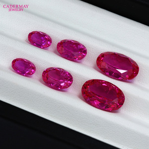 Cadermay Synthetic Rose Red Gemstone Oval Loose Stone For Jewelry Making - Product Image 3