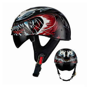 Casque demi-coque style rétro avec visière intégrée, finition brillante, mate et graffiti pour motard urbain - Product Image 5