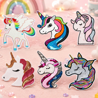 Patchs brodés de paillettes licorne colorée, appliques mignonnes de cheval pour vêtements, sacs, vestes, accessoires de confection DIY