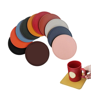 Wholesale Promotional Gift Leather Pads Custom Logo Printing Coffee Cup Mat Blank PU Leather Coaster for Drinks