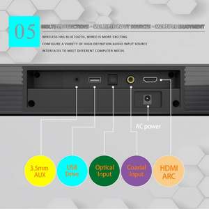 Barras <span class=keywords><strong>de</strong></span> <span class=keywords><strong>Sonido</strong></span> BS-18A para TV <span class=keywords><strong>con</strong></span> FM, Altavoz <span class=keywords><strong>de</strong></span> <span class=keywords><strong>Barra</strong></span> <span class=keywords><strong>de</strong></span> <span class=keywords><strong>Sonido</strong></span> Inalámbrico <span class=keywords><strong>de</strong></span> 54 W V5.0, Sistema <span class=keywords><strong>de</strong></span> <span class=keywords><strong>Sonido</strong></span> Envolvente <span class=keywords><strong>de</strong></span> Cine en Casa, Tarjeta TF/Aux/<span class=keywords><strong>RCA</strong></span> - Product Image 2