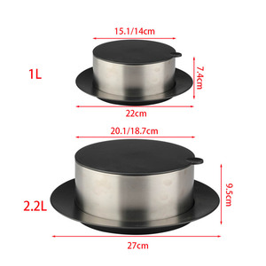Ensemble de bols en acier inoxydable à double paroi avec plateau de base en ABS et couvercle en plastique, bol à soupe en métal isolé pour la cuisine, le restaurant - Product Image 6