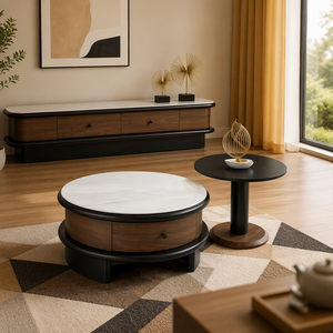 <span class=keywords><strong>Table</strong></span> basse <span class=keywords><strong>vintage</strong></span> en <span class=keywords><strong>bois</strong></span> très vendue avec meuble TV sur pied, portes en verre cintrées et rangement pour salon, compatible TV 65 pouces - Product Image 6