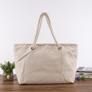 Túi vải <span class=keywords><strong>canvas</strong></span> đeo vai đơn, cỡ lớn, thân thiện với môi trường và có thể tái sử dụng, được làm từ dây thừng cotton, dùng để đi du lịch và mua sắm - Product Image 2