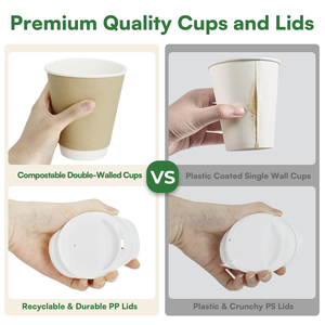 Gobelet à café jetable en carton ondulé double paroi biodégradable personnalisé pour compagnies aériennes, avec couvercle - Product Image 2