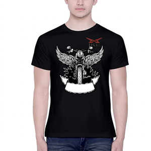 HIKE IMPEX เสื้อยืดลายกราฟิกมอเตอร์ไซค์สีดำผู้ชายแขนสั้น O-Neck เสื้อยืดผ้าฝ้ายลำลองสตรีทแวร์โลโก้ที่กำหนดเอง - Product Image 1