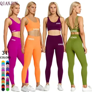 Custom Logo 2 Stuks Yoga Sets Voor Vrouwen Workout Kleding Gym Fitness Sets Sportkleding Vrouwen Atletiek Fitness Yoga Kleding Pak