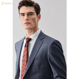 Abito in Lana Blu Acciaio Premium per Uomo, Sartoriale Slim Fit, Completo da Cerimonia e Business Formale, Set 2 Pezzi - Product Image 4