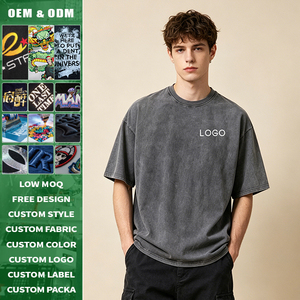 Camisetas Premium Unisex con Lavado Ácido Estilo Vintage 100% Algodón Oversize Streetwear Gráfico Personalizado Transpirable de Alto Gramaje al por Mayor - Product Image 1