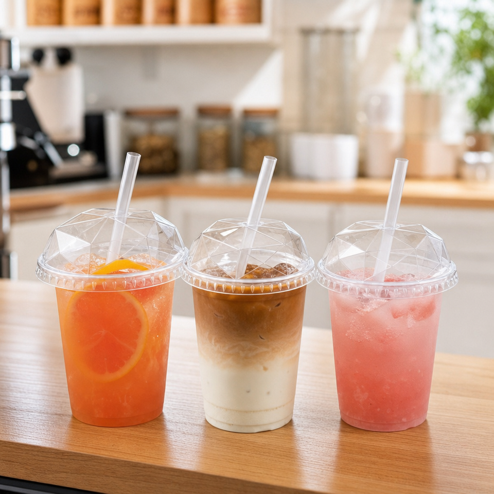 Store Cup Inverted Transparent PP Eco-Friendly Reusable Straight Straw Cup Covers Custom ...