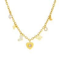 Collier pendentif cœur en acier inoxydable anti-ternissement avec chaîne épaisse, plaqué or 18 carats PVD, collier à breloques DIY pour femme