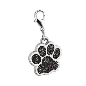 Colgante con forma de pata con purpurina negra de 25 mm para mascotas, accesorio de joyería - Product Image 1