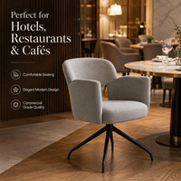 Silla de Comedor Giratoria Premium con Respaldo Abierto, Tapizada en Bouclé, Base Curva en Forma de Estrella, Giro de 360° °   Restaurante Giratorio Rotating Oatmeal Grey Hotel
