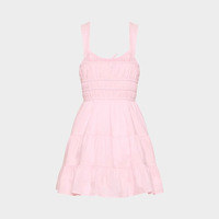 Haut bandeau rose en coton à fines bretelles et mini-jupe plissée décontractée pour femme - Tenue décontractée mignonne