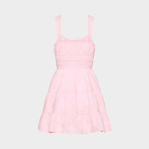 Ensemble robe pour femme : haut bandeau rose en coton à bretelles et mini-jupe plissée - Tenue décontractée et mignonne - Product Image 2