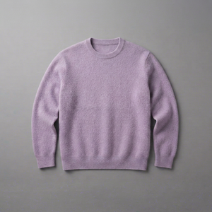 Pull à col rond pour homme en tricot violet avec logo personnalisé, manches longues, aspect cachemire, vêtements décontractés pour l'automne et l'hiver - Product Image 1