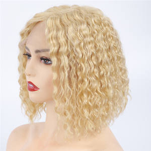 Parrucca Bob Frontale in <span class=keywords><strong>Capelli</strong></span> Umani Cinesi Remy, Colore <span class=keywords><strong>Biondo</strong></span> <span class=keywords><strong>Oro</strong></span>, 12 Pollici, Onda Morbida, Parrucche Ricce <span class=keywords><strong>Biondo</strong></span> 613 - Product Image 3