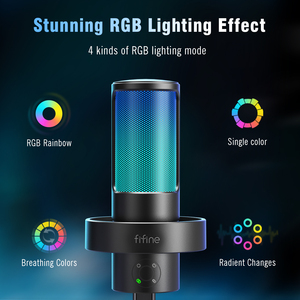 Microphone à condensateur USB <span class=keywords><strong>FIFINE</strong></span> AmpliGame <span class=keywords><strong>A8</strong></span> Plus, 4 directeurs polaires, micro de bureau RGB pour gaming avec prise casque - Product Image 3