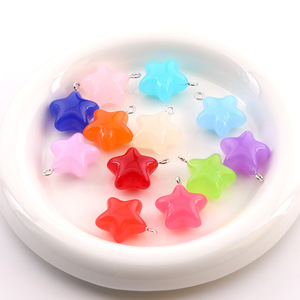 Perles en acrylique en forme d'étoile 23 mm en résine époxy pour la fabrication de bijoux, accessoires DIY, anneaux de jonction transparents et colorés - Product Image 1