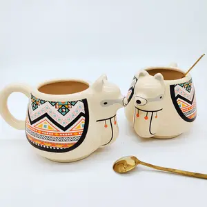 Oem 3D Animal Mug Cute Handpaint Alpaca Cup For Milk Coffee Tea