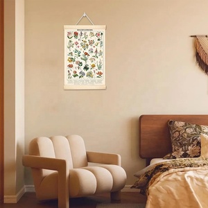 Impresión de Arte de pared botánica, rollo de <span class=keywords><strong>madera</strong></span> maciza, arte de pared, póster de flores silvestres <span class=keywords><strong>Vintage</strong></span>, pintura decorativa para sala de estar - Product Image 2