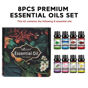 Juego de 8 Aceites Esenciales Naturales ODM OEM, Humidificador, Difusor de Aire, Menta, Sándalo, Jazmín, Lavanda, Limón, Rosa, 100% Puro - Product Image 1