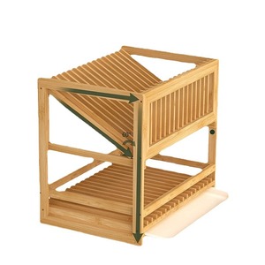 Bamboo <b>Dish</b> <b>Rack</b> 2 Tier With Knife Holder Quick Dry Multi Functional Kitchen Drainer For Utensils And <b>Dishes</b> - Product Image 2