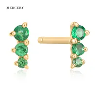 Mercery Fine Jewelry Beautifully Tsavorite Handmade Jewel 18K Eternity Green Gemstone Earrings Solid 14K Gold Earring Stud