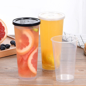 Custom 80mm Caliber Disposable High Footed Frosted Milk Tea <b>Cups</b> Injection Molded Thickened Heat Resistant Flat Lids - Product Image 1