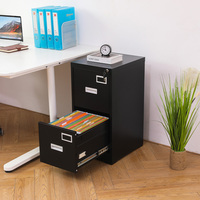 Archivador Vertical Compacto de Acero, Gabinete de Almacenamiento Metálico con 4 Cajones, Móvil y con Cerradura para Oficina