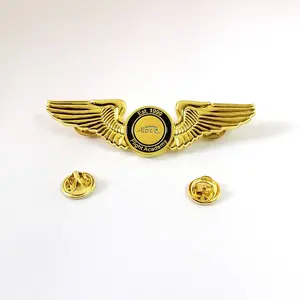 3D Druckguss Gold Metall Wing Pin Abzeichen mit benutzer definierten Logo Airline Wing Emblem Anstecknadel Fabrik