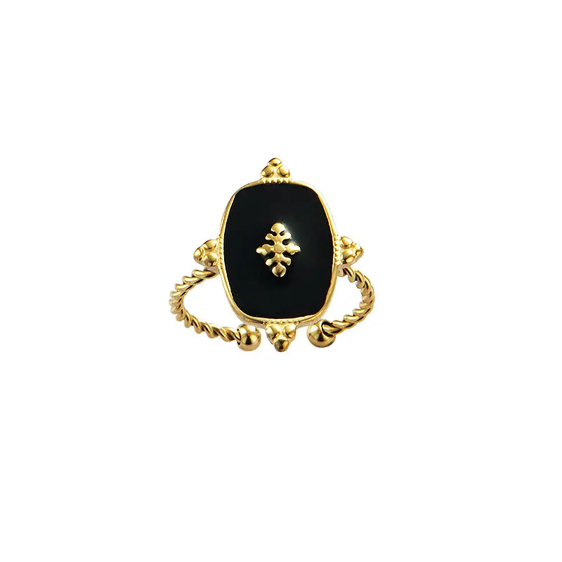 Anelli aperti a torsione semplice in acciaio inossidabile placcato in oro 14 carati con gioielli regolabili in oro 14 carati