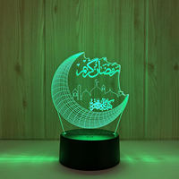 Lampe du Ramadan, souvenir islamique musulman romantique, lumière nocturne LED 3D pour enfants, 7 couleurs changeantes, télécommande USB, décoration de la maison Mubarak
