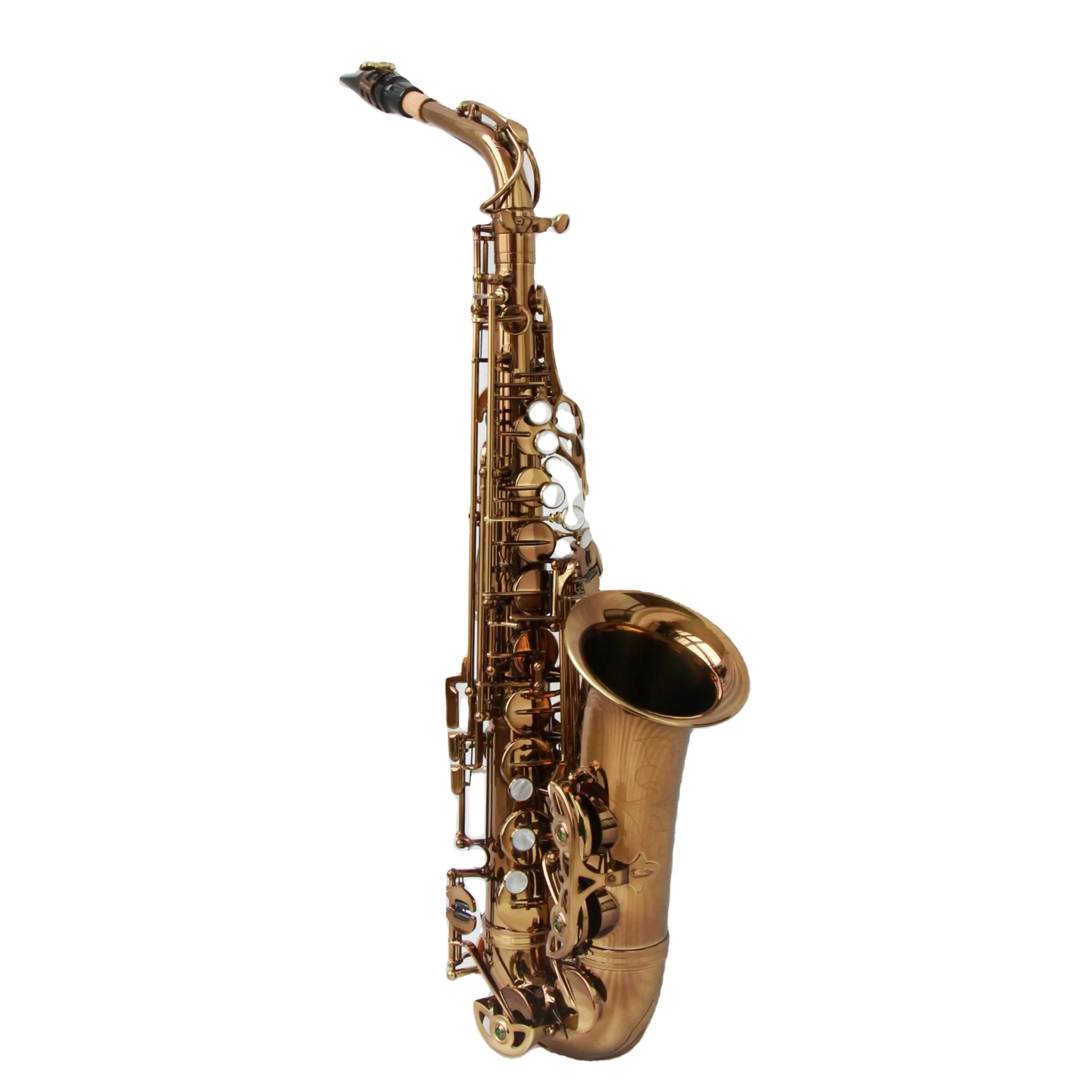 Professionele Saxofoon Alto Eb Tone Messing Body Koffie Vergulde Altsaxofoon Voor Prestaties