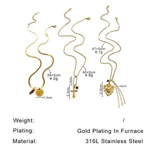 Collana Vintage di Lusso con Ciondolo a Cuore e Croce in Acciaio Inossidabile, Moneta <span class=keywords><strong>Antica</strong></span> e Perline, Gioiello Versatile con Pietre Naturali per Donne - Product Image 3