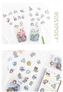 Autocollants kawaii fille, étiquette transparente en verre, personnalisé en plastique, dessin animé, pour journal planificateur, 40 pièces, offre spéciale - Product Image 3