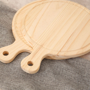 Tabla redonda de madera para pizza con asa, de madera de pino, de 9, 10 y 12 pulgadas, para restaurantes, hoteles y bandejas de servicio de alimentos. - Product Image 1