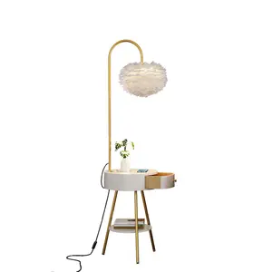 Напольная Лампа с перьями, прикроватный столик для спальни, для одной девушки, для гостиной, дивана, высококачественная двухслойная вертикальная лампа