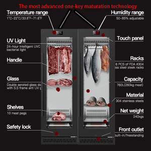 Réfrigérateur de maturation de viande SICAO Commercial Beef Hanging Smart Meat Dri Dry Ager, congélateur de présentation, équipement de cuisine, <span class=keywords><strong>armoire</strong></span> - Product Image 4