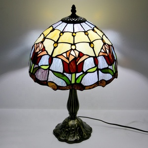 Lámpara de Mesa LED AC E26 de Vidrio Multicolor de 12 Pulgadas de Alta Calidad LongHuiJing, Diseño de Tulipán, Cúpula Flexible, Estilo Simple para Habitación - Product Image 5
