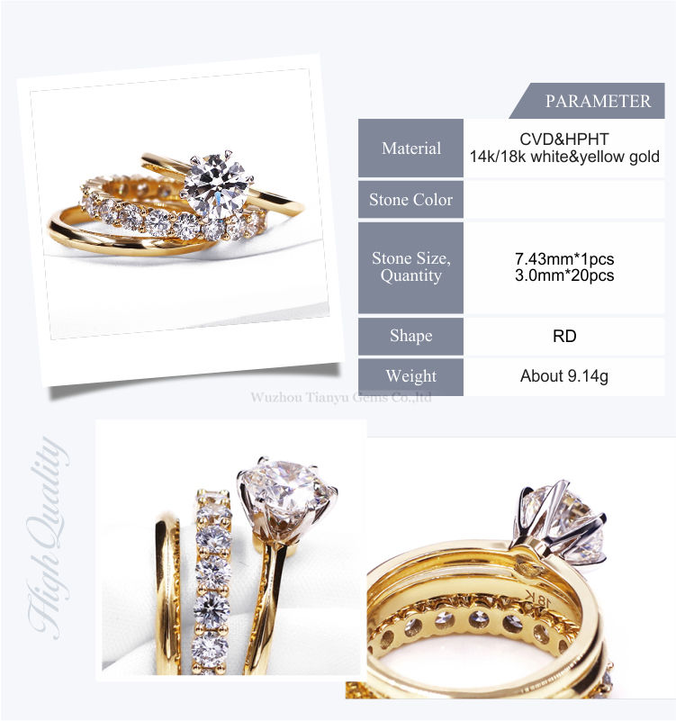 Ensemble d'anneaux Moissanite 14k