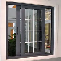 مخصص نوم للمنزل الألومنيوم إطار الأمن نافذة زجاجية منزلقة السكنية شواء جديد تصميم
