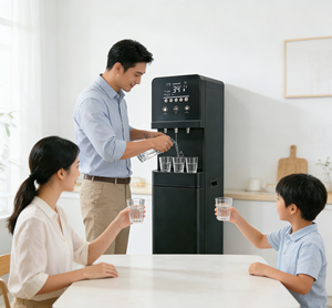 Distributeur d'eau autonome avec logo, à osmose inverse et filtration UF, 3 robinets (chaud, froid et eau pure), pour hôtels et maisons - Product Image 1