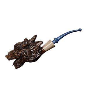Muxiang Dragon Head Carved Tobacco Pipe Handmade Wood Smoking Accessory For Personal Gift - Product Image 5