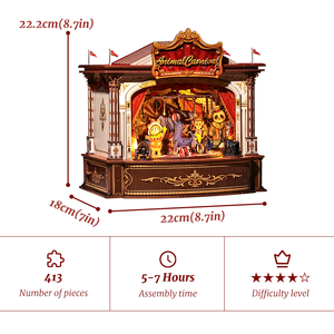 Cutebee Hot Bán 3D Câu Đố Bằng Gỗ Ttcb501 Động Vật Lễ Hội Tự Làm Âm Nhạc Hộp Tilt-A-Whirl Chế Độ Tự Làm Nhà Thu Nhỏ - Product Image 3