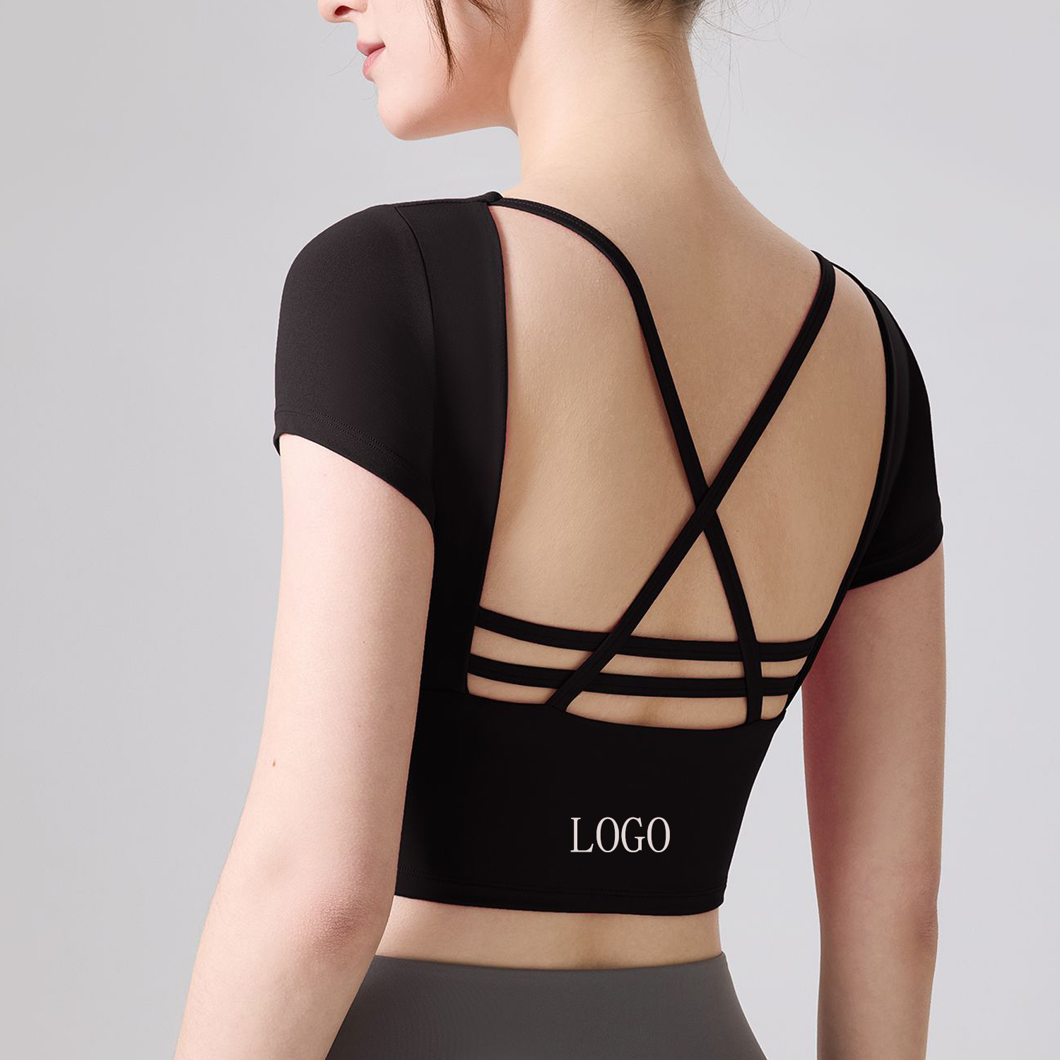 Women's Sports T-Shirt Yoga Top for Fitness Quick Drying Round Neck Sports Women's Slimming Running Outdoor Customized Logo