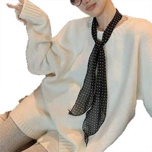 Suéter Holgado de Manga Larga Estilo Casual para Mujer, Otoño Invierno, Color Sólido Personalizable, Suéter de Punto Informal para Mujer - Product Image 1