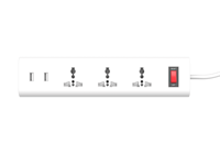 Multiprise universelle britannique 13A avec 3/6 prises, 3 ports USB et protection contre les surtensions 1050J