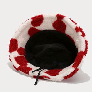 2024 New Autumn Winter Cute Girl Lady Women Heart Pattern Plush Warm Bucket <b>Hat</b> - Product Image 6